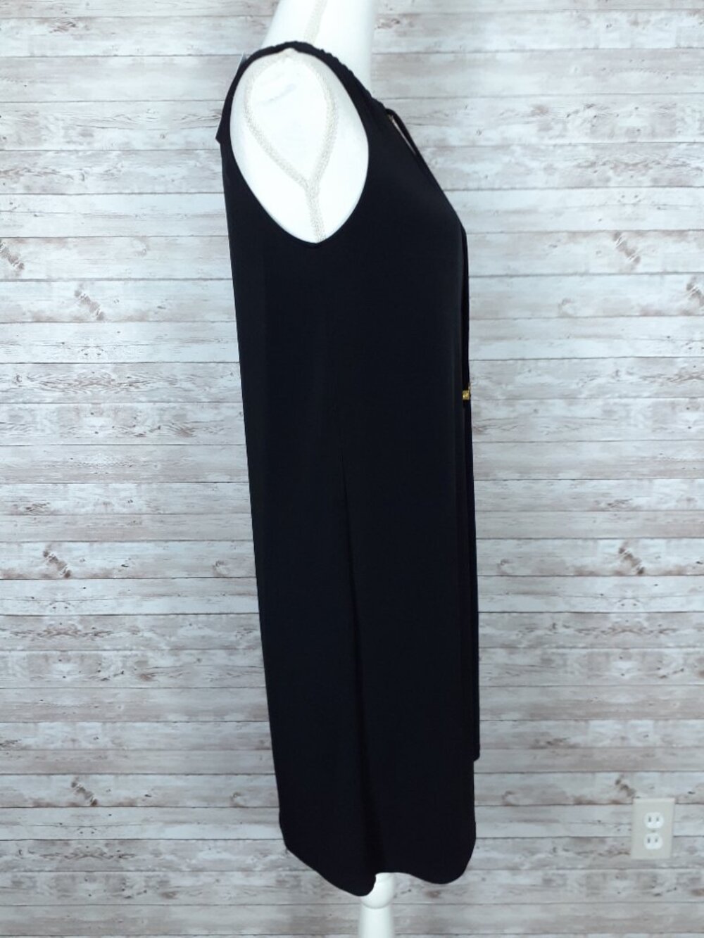 Michael Kors Sleeveless Shift Dress S Front Zip Elastic Neckline with Ties 949A - Picture 4 of 8